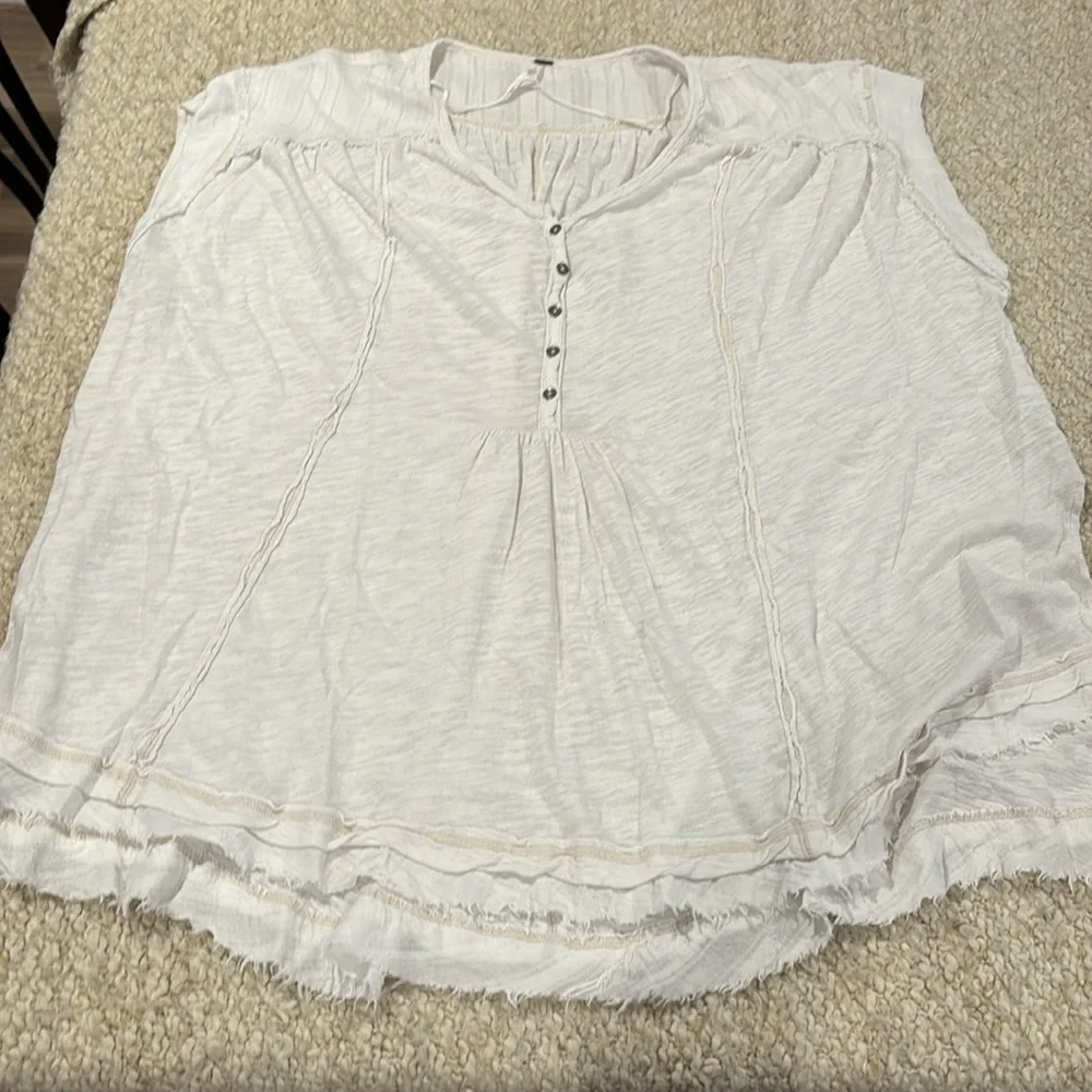 Free People Flowy Cotton Linen Tunic size XS off white - Picture 3 of 9